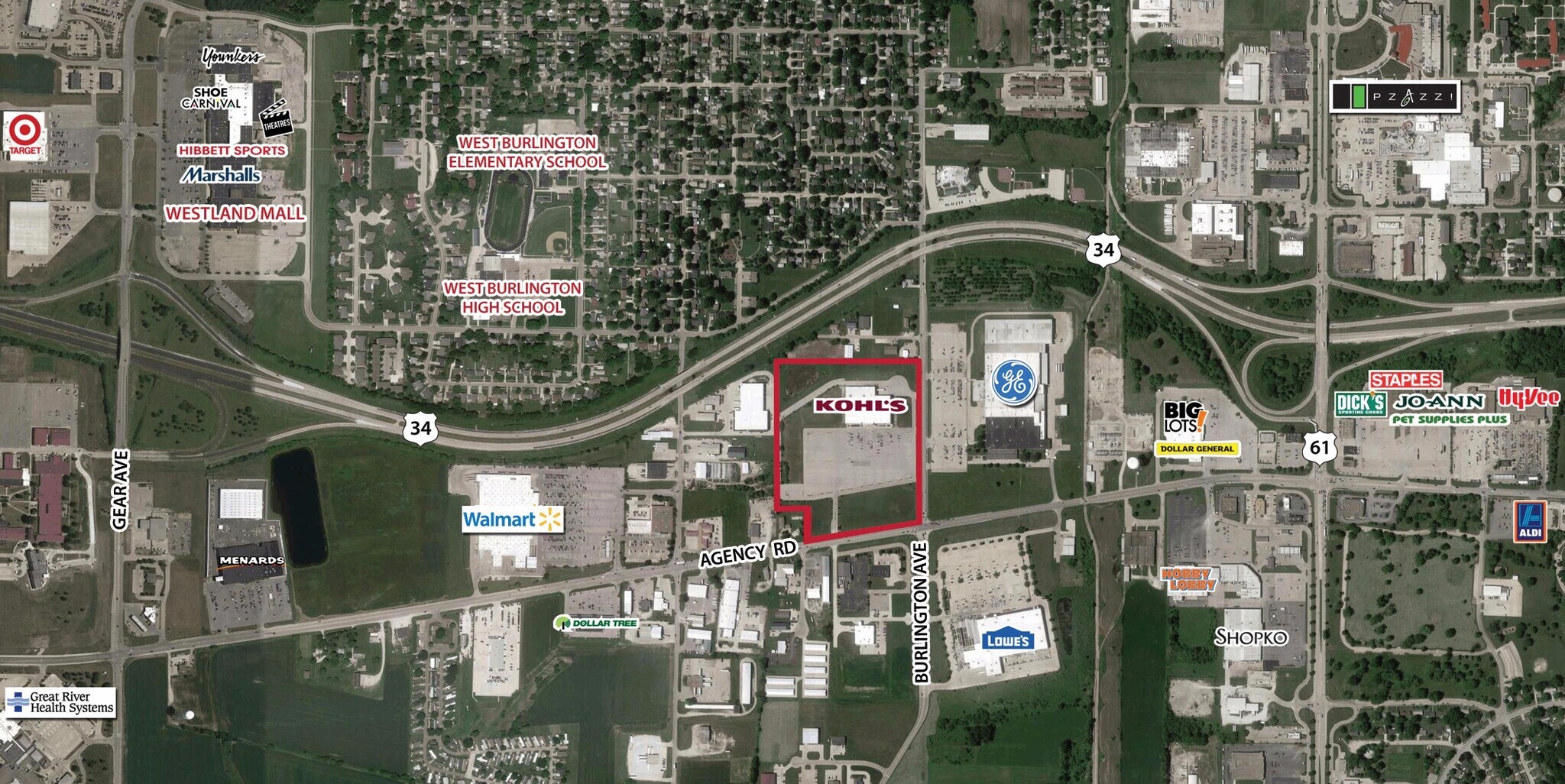 300 Agency, West Burlington, IA à louer Aérien- Image 1 de 3