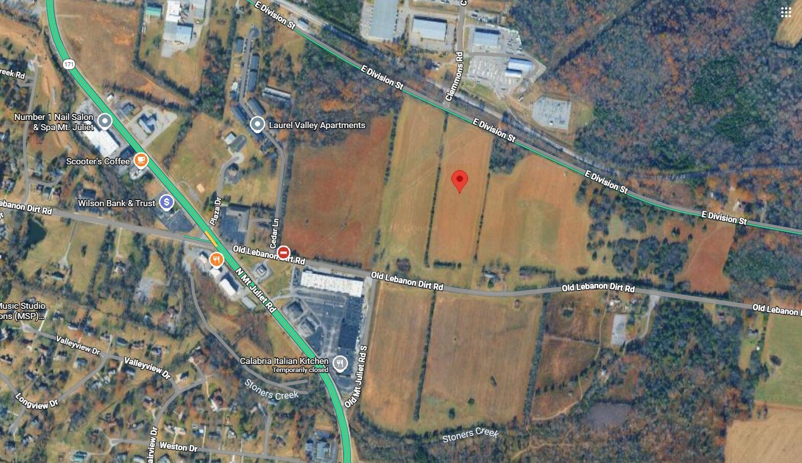 E. Division Street and Old Lebanon Dirt Road, Mount Juliet, TN for sale Aerial- Image 1 of 3