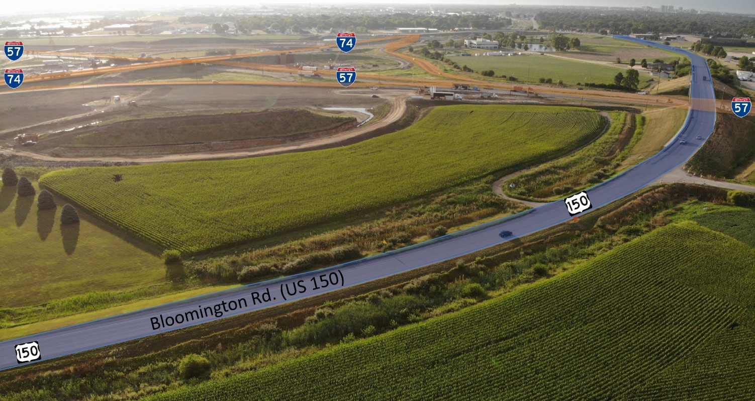 I-57 & I-74, Champaign, IL à vendre Aérien- Image 1 de 3