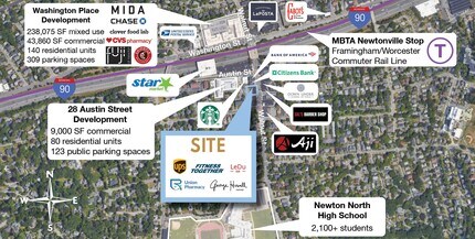 317-319 Walnut St, Newton, MA - Aérien  Vue de la carte