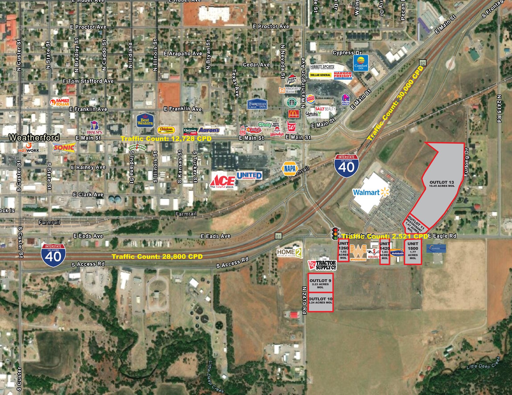 1200-1500 E Eagle Rd, Weatherford, OK à louer Aérien- Image 1 de 2