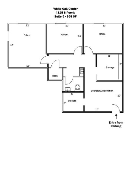 4821-4825 S Peoria Ave, Tulsa, OK à louer - Plan d’étage - Image 2 de 8