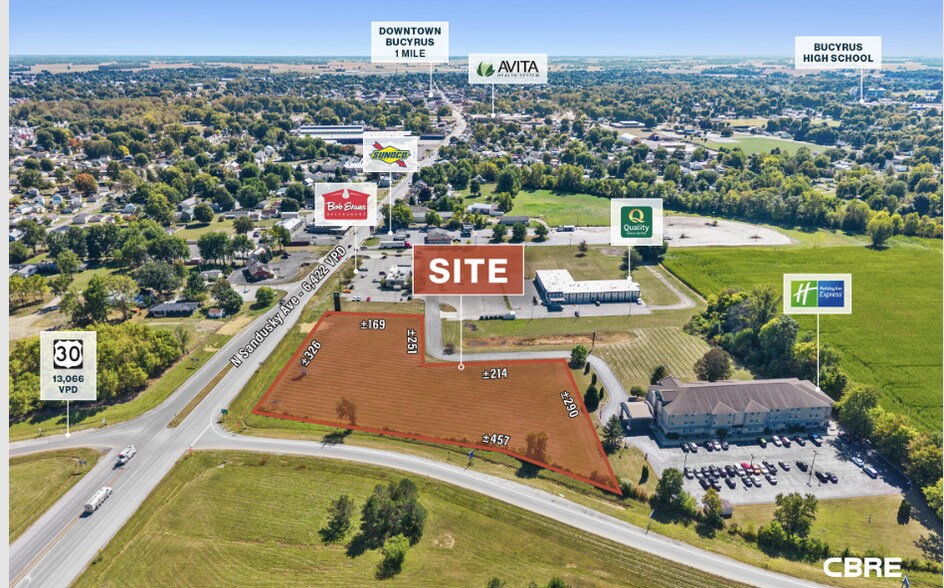 1575 N Sandusky Ave, Bucyrus, OH à vendre - Aérien - Image 3 de 3