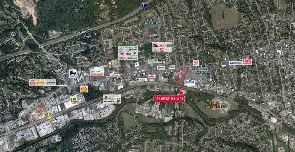 922 W Main St, Salem, VA à vendre - Aérien - Image 2 de 2
