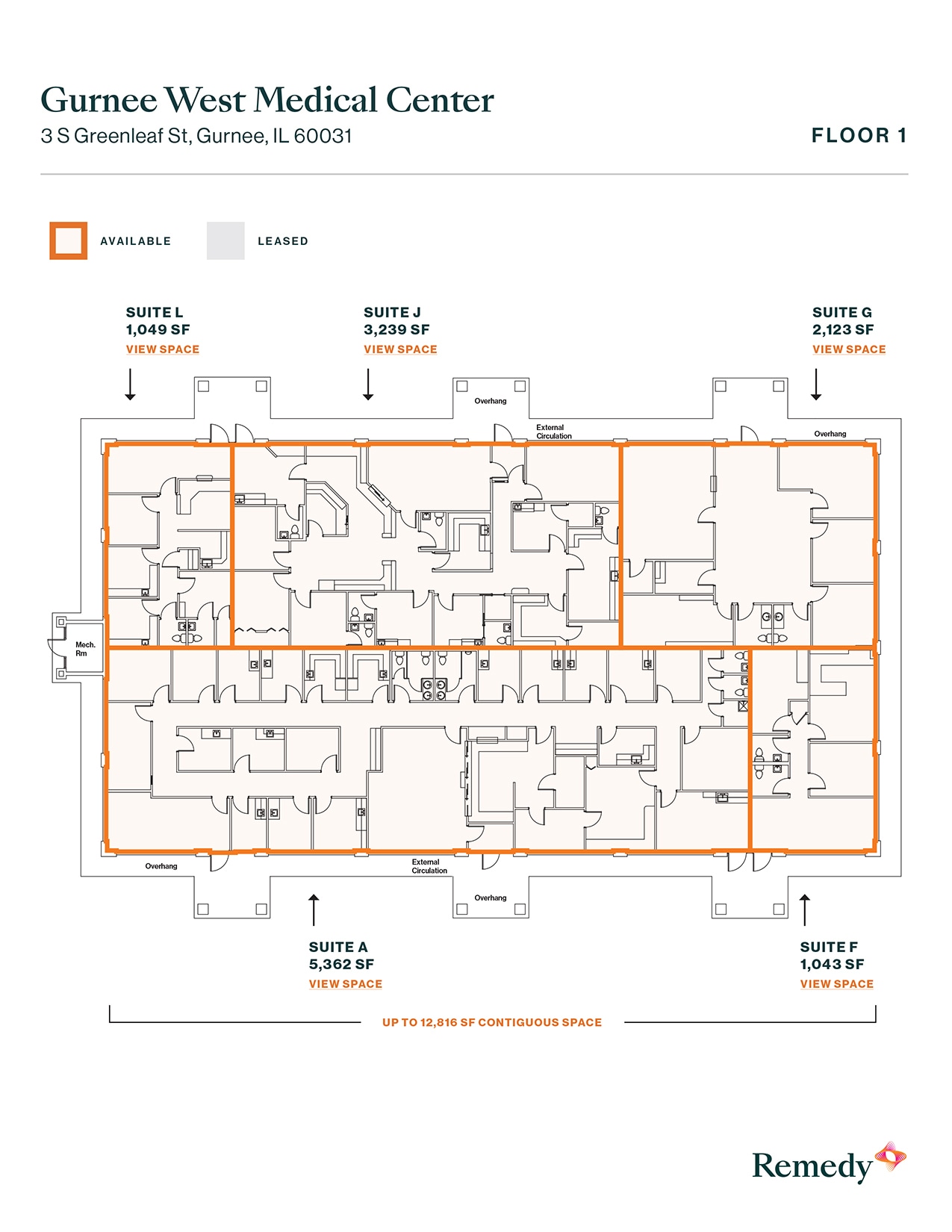 3 S Greenleaf Ave, Gurnee, IL à louer Plan d’étage- Image 1 de 1