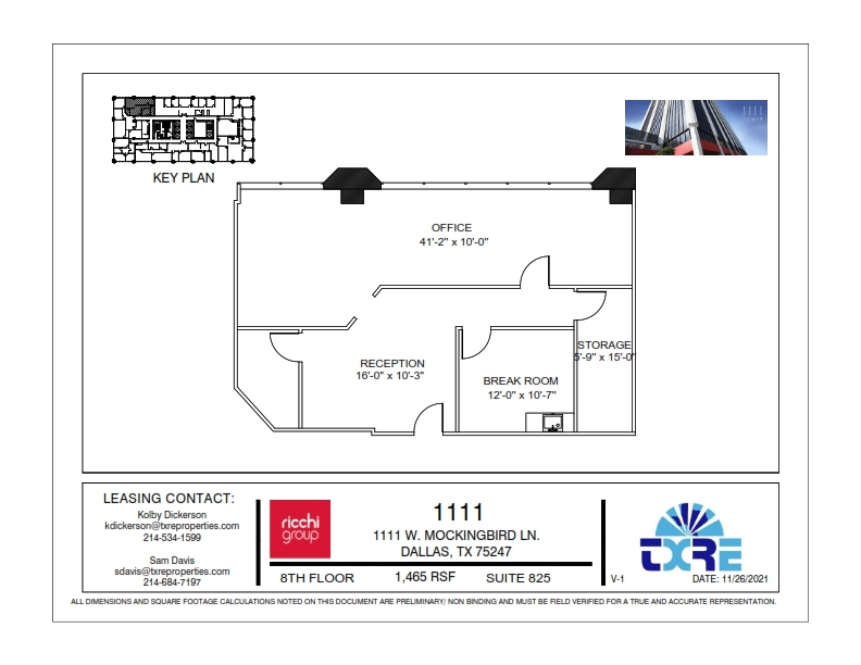 1111 W Mockingbird Ln, Dallas, TX à louer Plan d’étage- Image 1 de 1