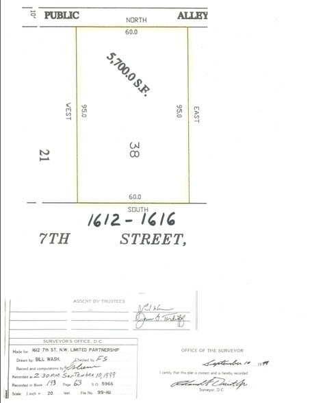1612-1616 7th St NW, Washington, DC à louer - Plan cadastral - Image 3 de 5