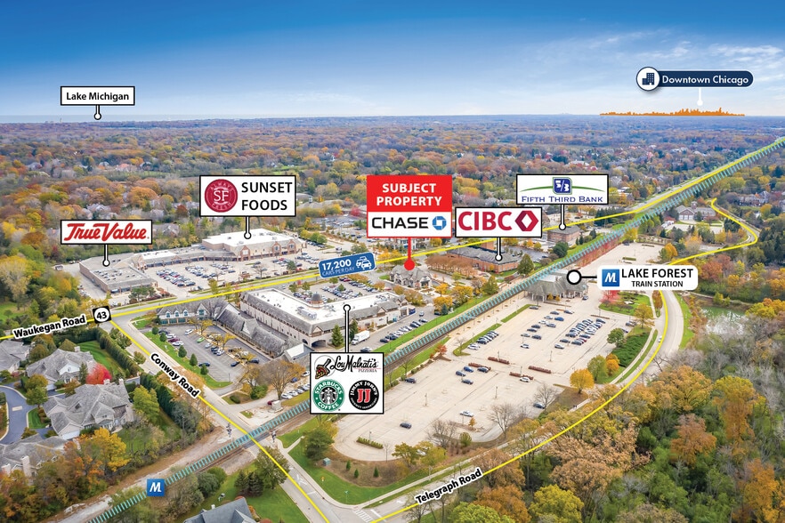 884 S Waukegan Rd, Lake Forest, IL à vendre - Aérien - Image 3 de 3