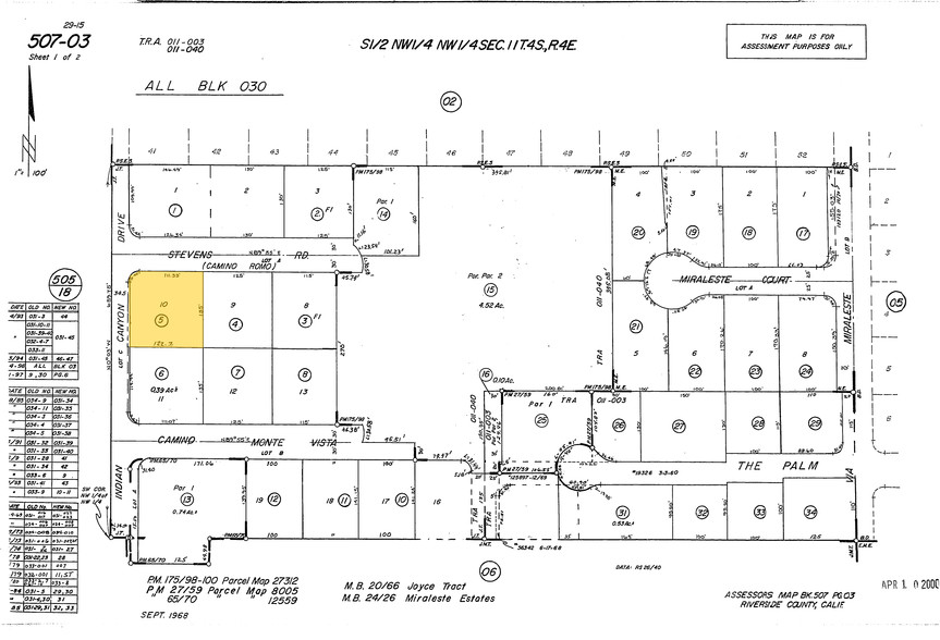 1420 N Indian Canyon Dr, Palm Springs, CA à vendre - Plan cadastral - Image 1 de 1