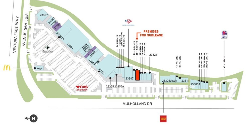 23331-23391 Mulholland Dr, Woodland Hills, CA à louer - Plan de site - Image 1 de 5