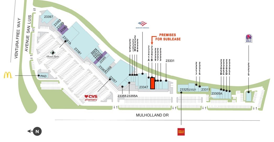 23331-23391 Mulholland Dr, Woodland Hills, CA à louer Plan de site- Image 1 de 6