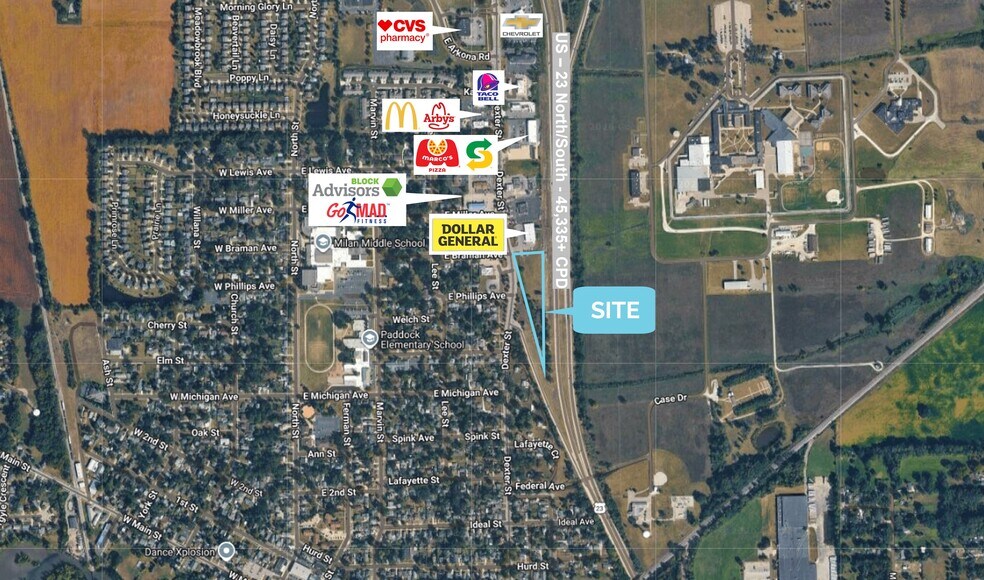 800 Dexter St, Milan, MI for lease - Aerial - Image 2 of 2