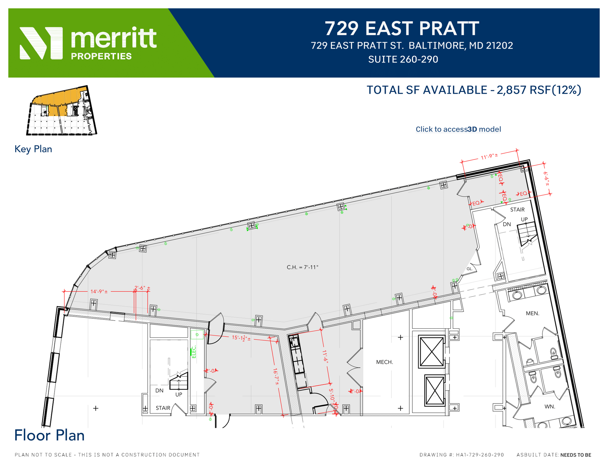 729 E Pratt St, Baltimore, MD à louer Plan d’étage- Image 1 de 1