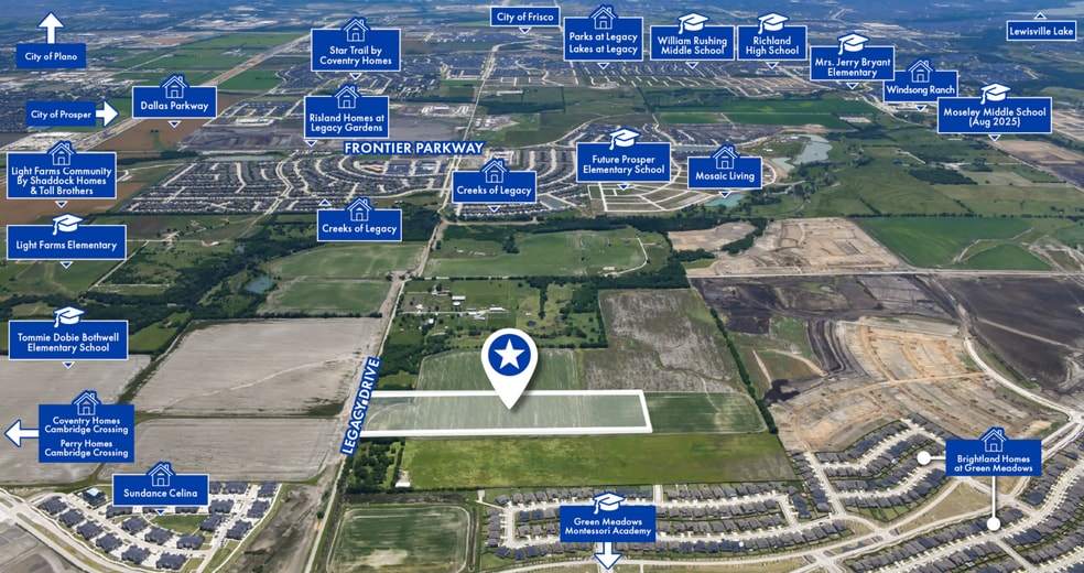 SWQ of Legacy Drive & W. Punk Carter Pkwy, Celina, TX for sale - Aerial - Image 2 of 3