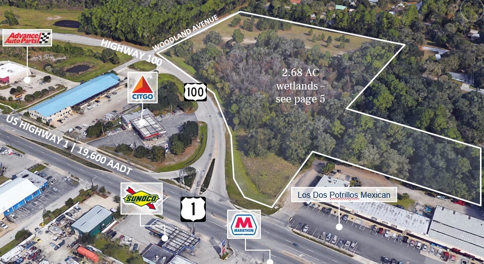 E Woodland St & SR 100, Bunnell, FL for sale - Aerial - Image 1 of 2