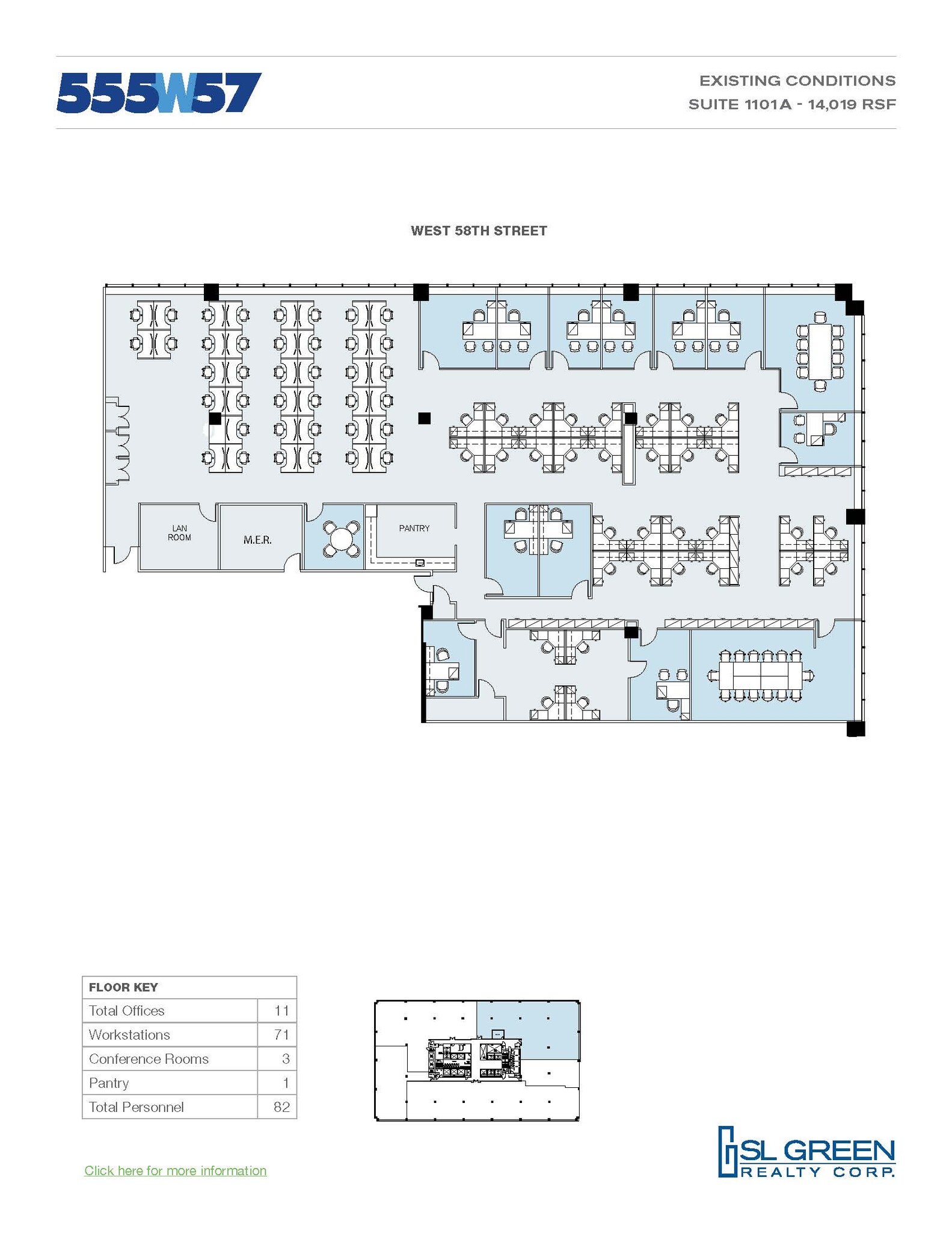 555 W 57th St, New York, NY à louer Plan d  tage- Image 1 de 1