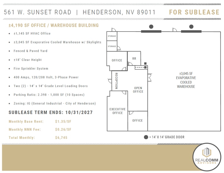 561 W Sunset Rd, Henderson, NV for lease - Floor Plan - Image 3 of 4
