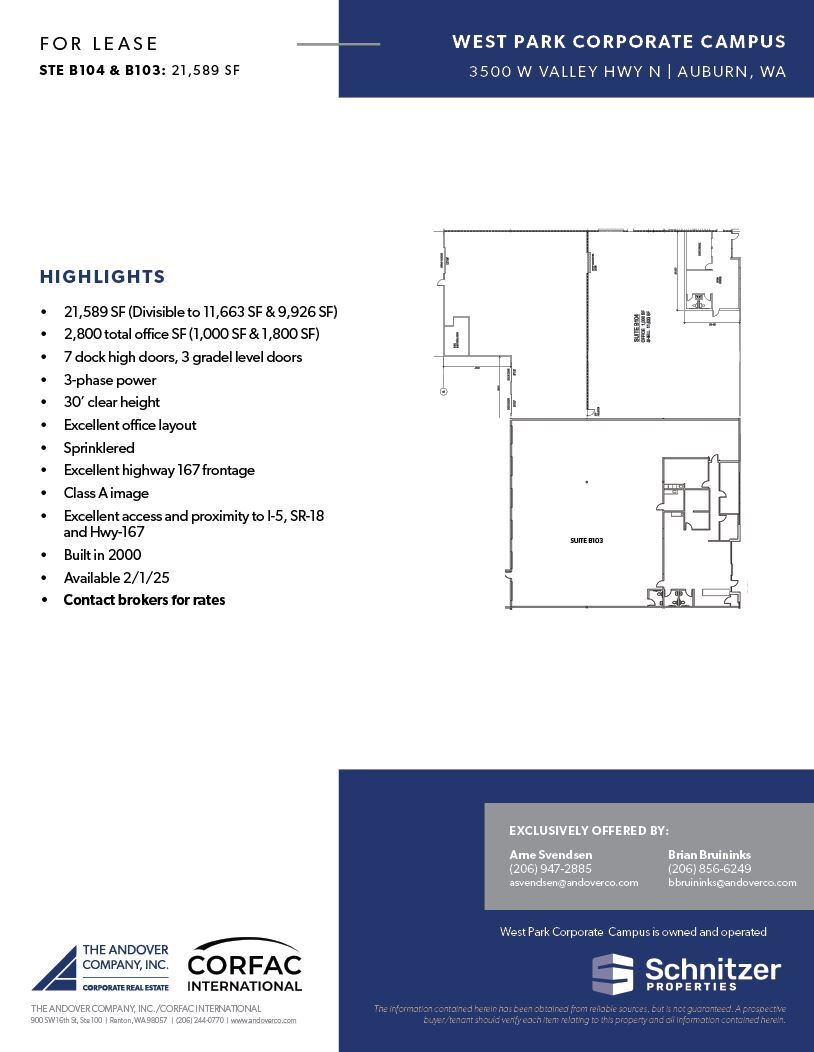 3320 W Valley Hwy N, Auburn, WA for lease Floor Plan- Image 1 of 2