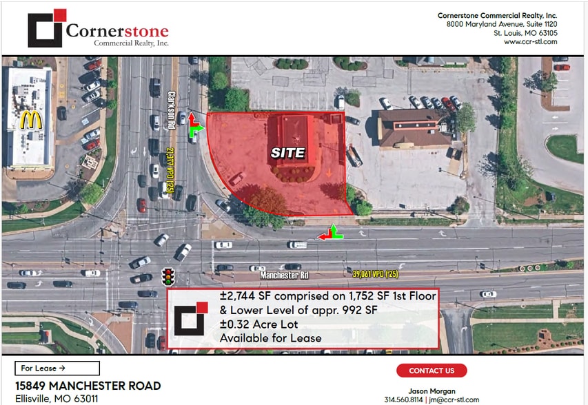 15849 Manchester Rd, Ellisville, MO for lease - Aerial - Image 1 of 3
