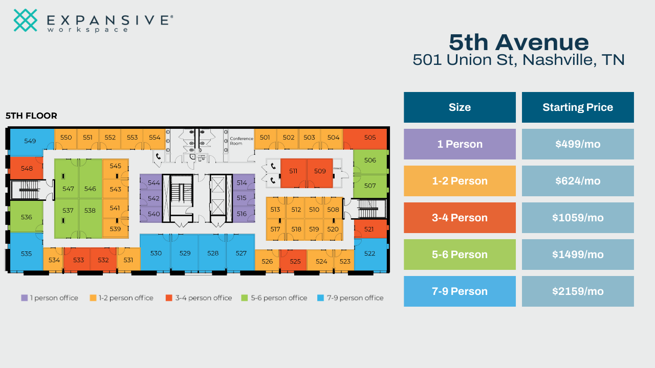 501 Union St, Nashville, TN à louer Plan d  tage- Image 1 de 6