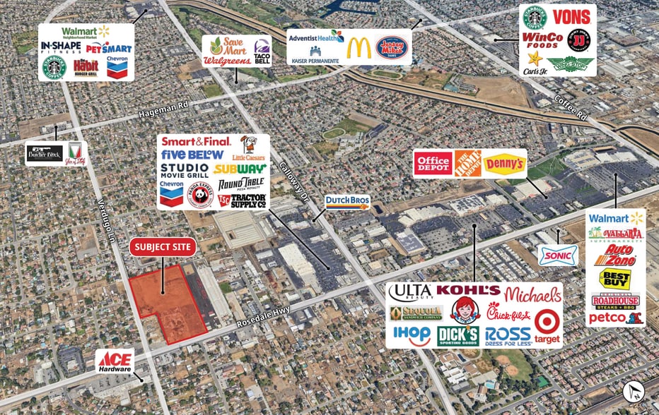NEQ Rosedale Hwy & Verdugo Ln, Bakersfield, CA for sale - Aerial - Image 3 of 5