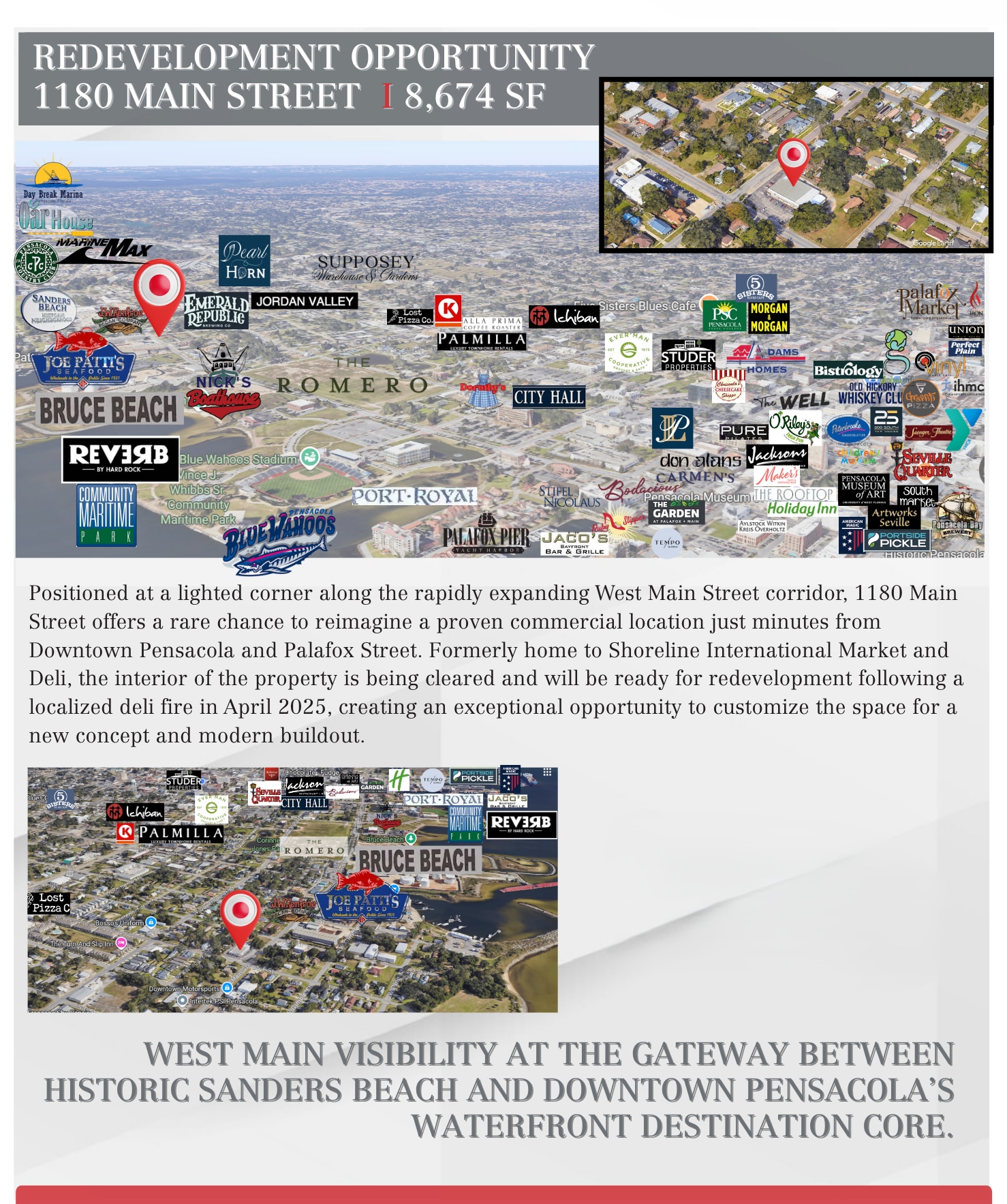 1180 Main St, Pensacola, FL for lease Aerial- Image 1 of 6