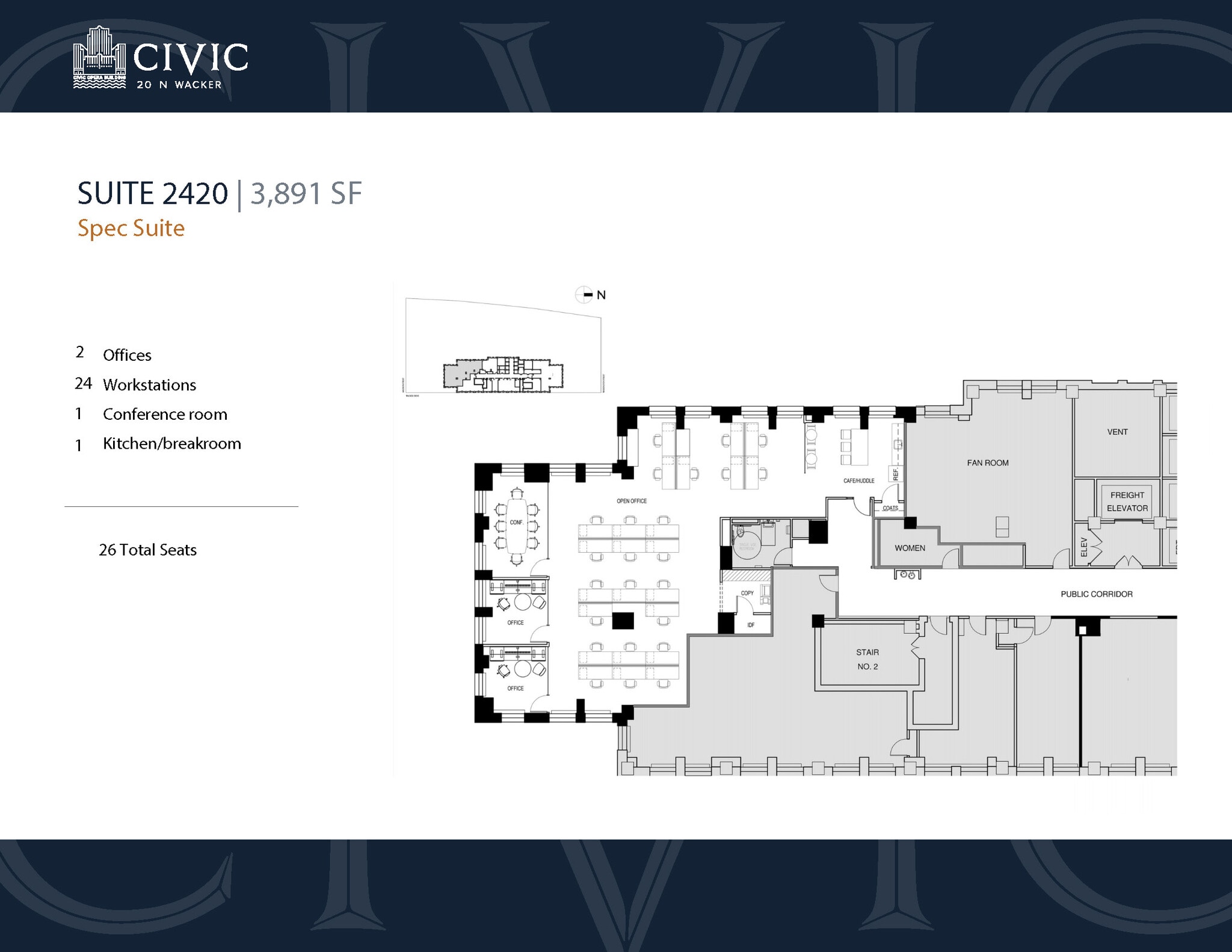 20 N Wacker Dr, Chicago, IL à louer Plan d’étage- Image 1 de 5