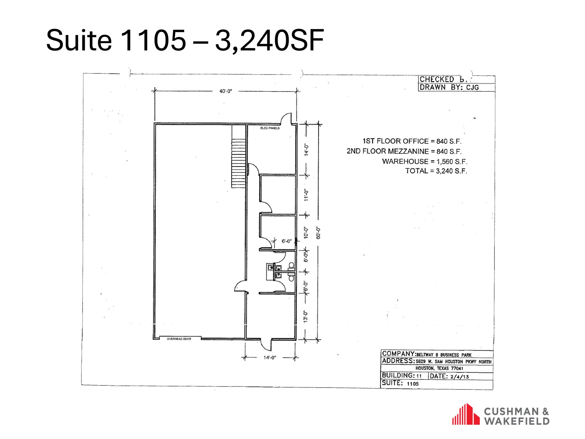 5829 W Sam Houston Pky N, Houston, TX à louer Plan d’étage- Image 1 de 1