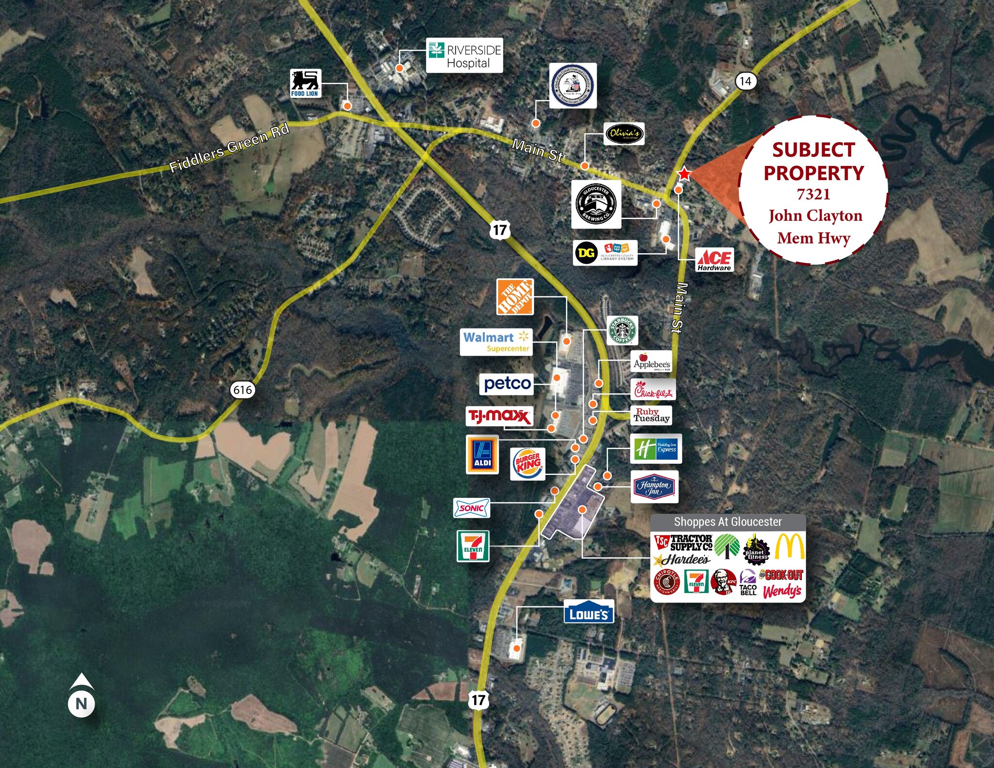 7321 John Clayton Memorial Hwy, Gloucester, VA à vendre Aérien- Image 1 de 2