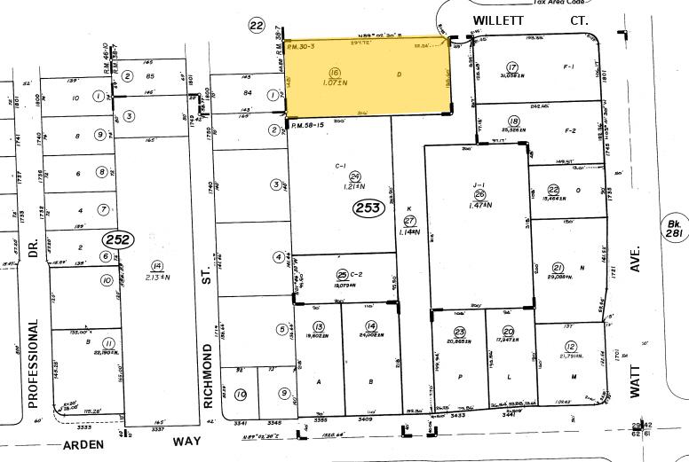 3411-3419 Arden Way, Sacramento, CA à louer Plan cadastral- Image 1 de 2