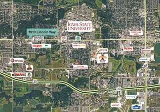 3910 Lincoln Way, Ames, IA - AERIAL  map view