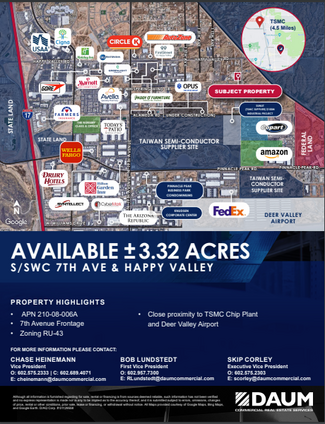 More details for S/SWC 7th Ave & Happy Valley, Phoenix, AZ - Land for Sale