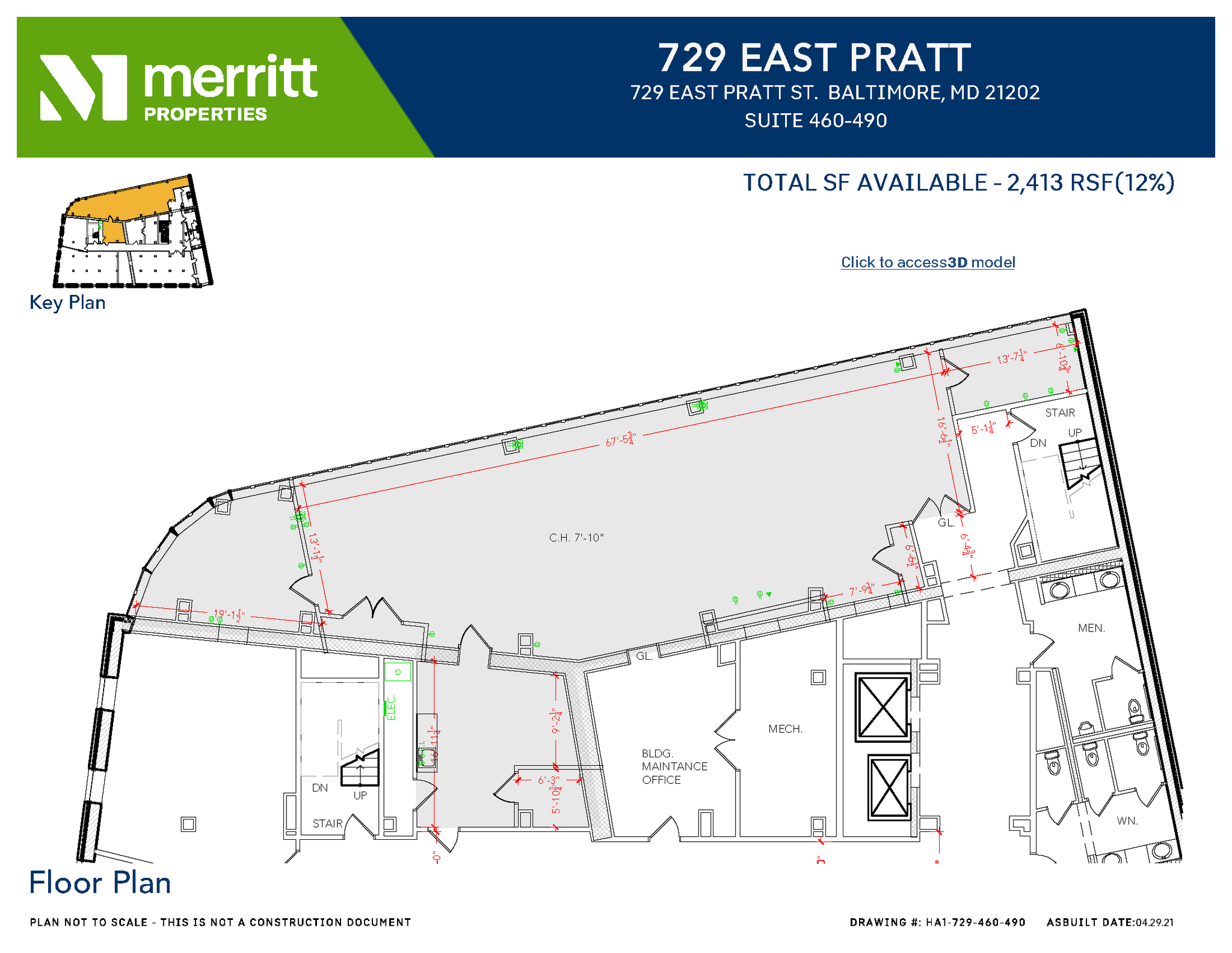 729 E Pratt St, Baltimore, MD à louer Plan d’étage- Image 1 de 1