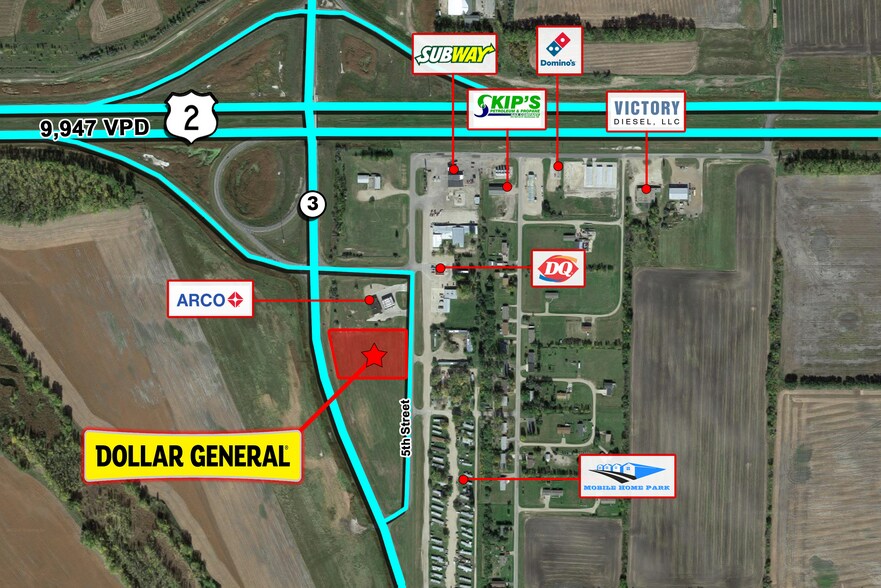 202 5th St, Emerado, ND à vendre - Aérien - Image 3 de 3