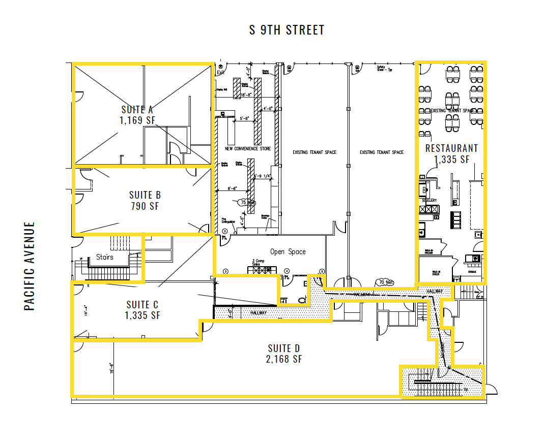 901-907 Pacific Ave, Tacoma, WA à louer Plan d  tage- Image 1 de 1