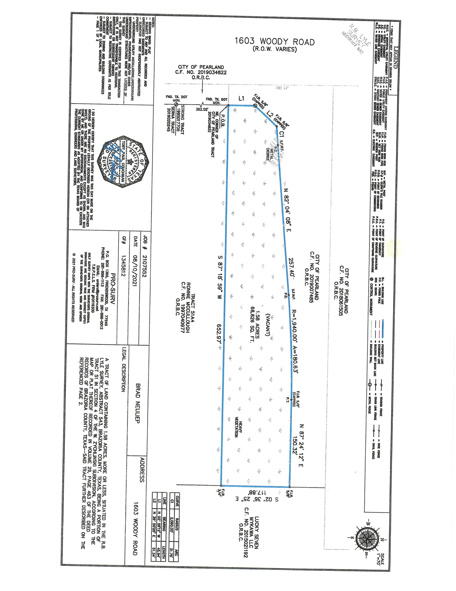 1603-1607 Woody Rd, Pearland, TX à vendre Plan de site- Image 1 de 2