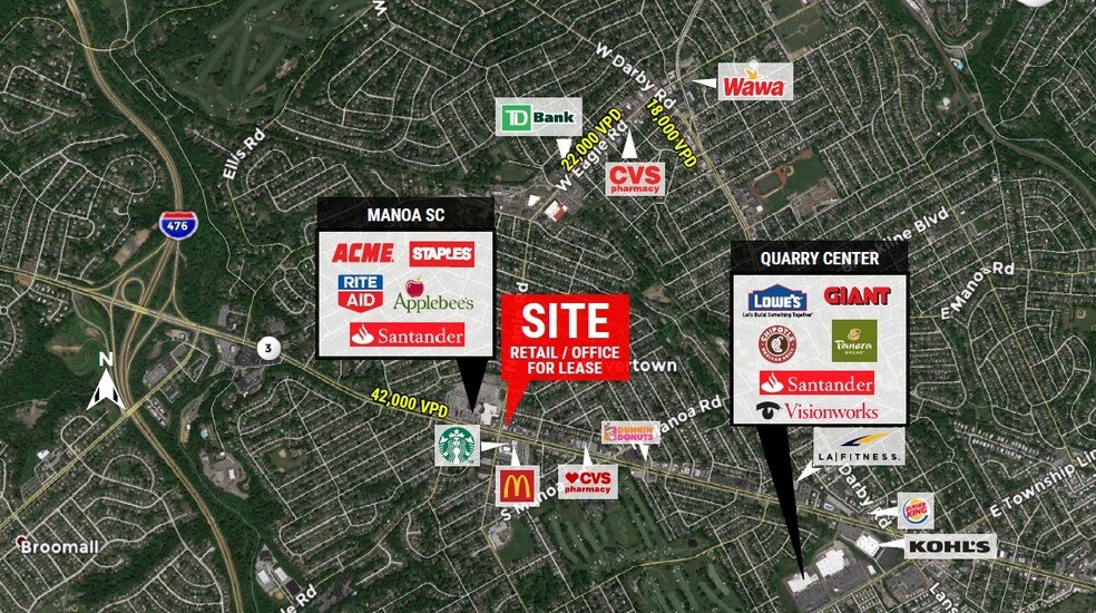 1241-1247 W Chester Pike, Havertown, PA à louer - Aérien - Image 2 de 8