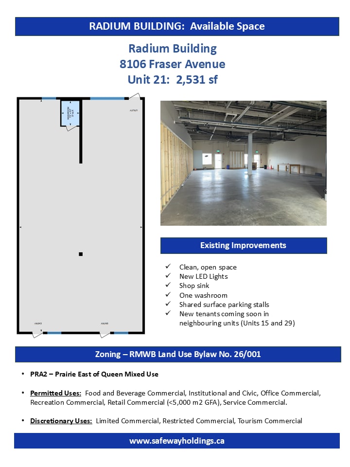 8106 Fraser Av, Fort McMurray, AB for lease Floor Plan- Image 1 of 1