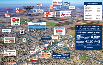 602-622 Academy Ave, Sanger, CA - Aerial  map view - Image1