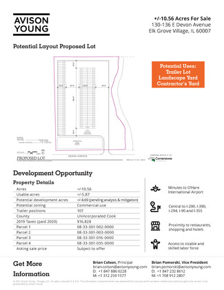 Plus de détails pour 132 Devon Avenue, Elk Grove Village, IL - Terrain à vendre