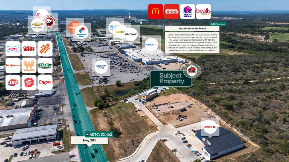 2900 U.S. 281 hwy, Marble Falls, TX à vendre - Aérien - Image 3 de 3