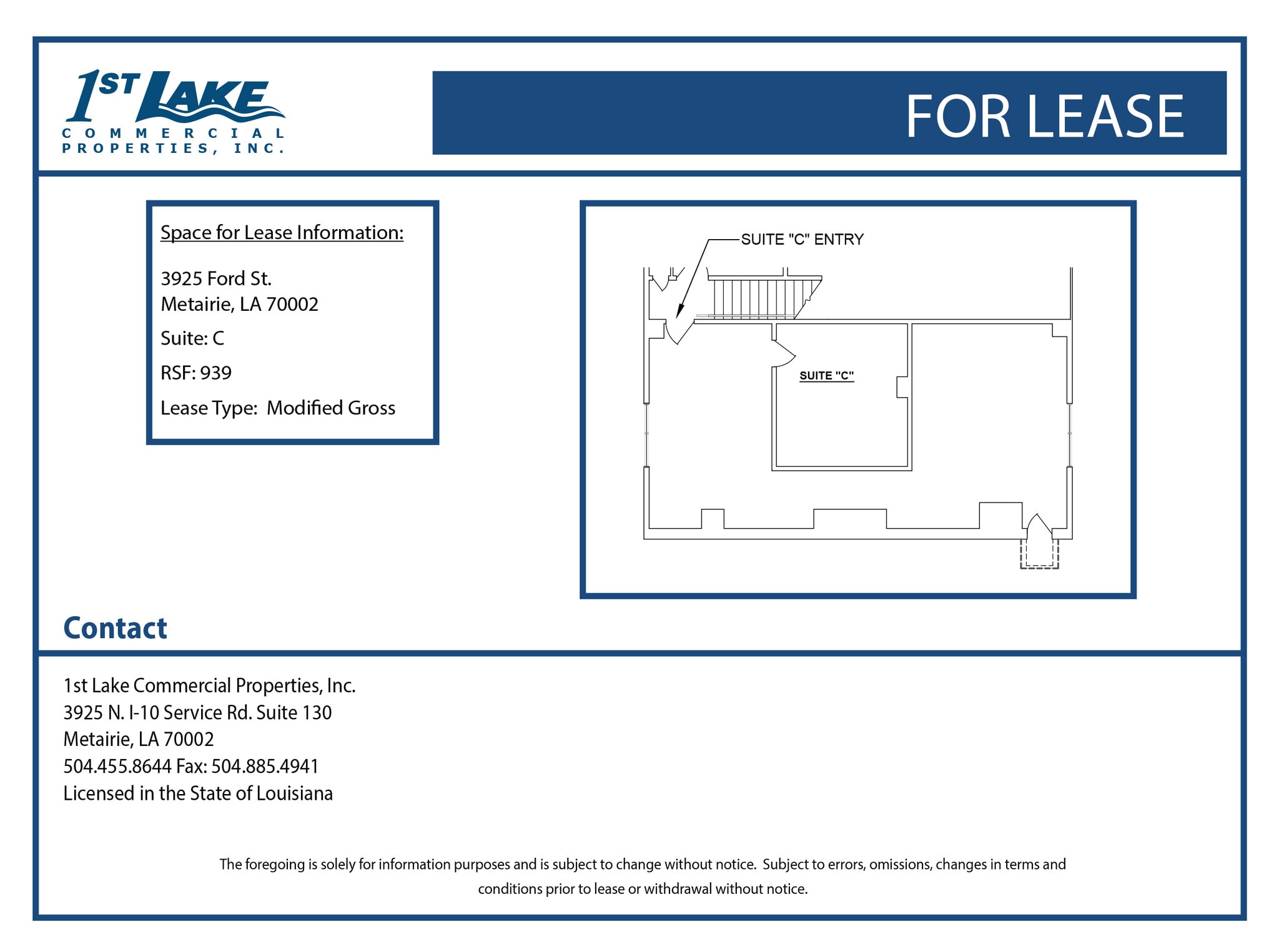 3925 Ford St, Metairie, LA for lease Floor Plan- Image 1 of 1