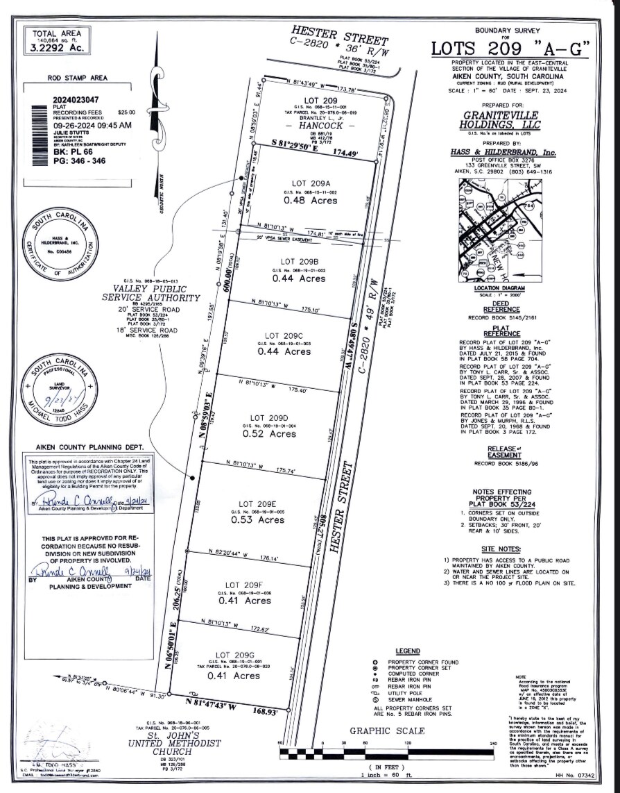 209 A-G Hester St, Graniteville, SC à vendre Plan cadastral- Image 1 de 3