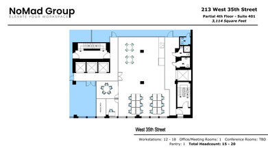 213 W 35th St, New York, NY à louer Plan d  tage- Image 1 de 6