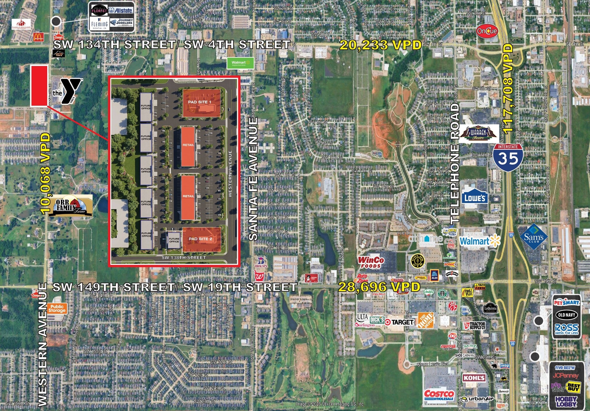 SW 134th & S. Western Ave, Oklahoma City, OK à vendre Aérien- Image 1 de 4