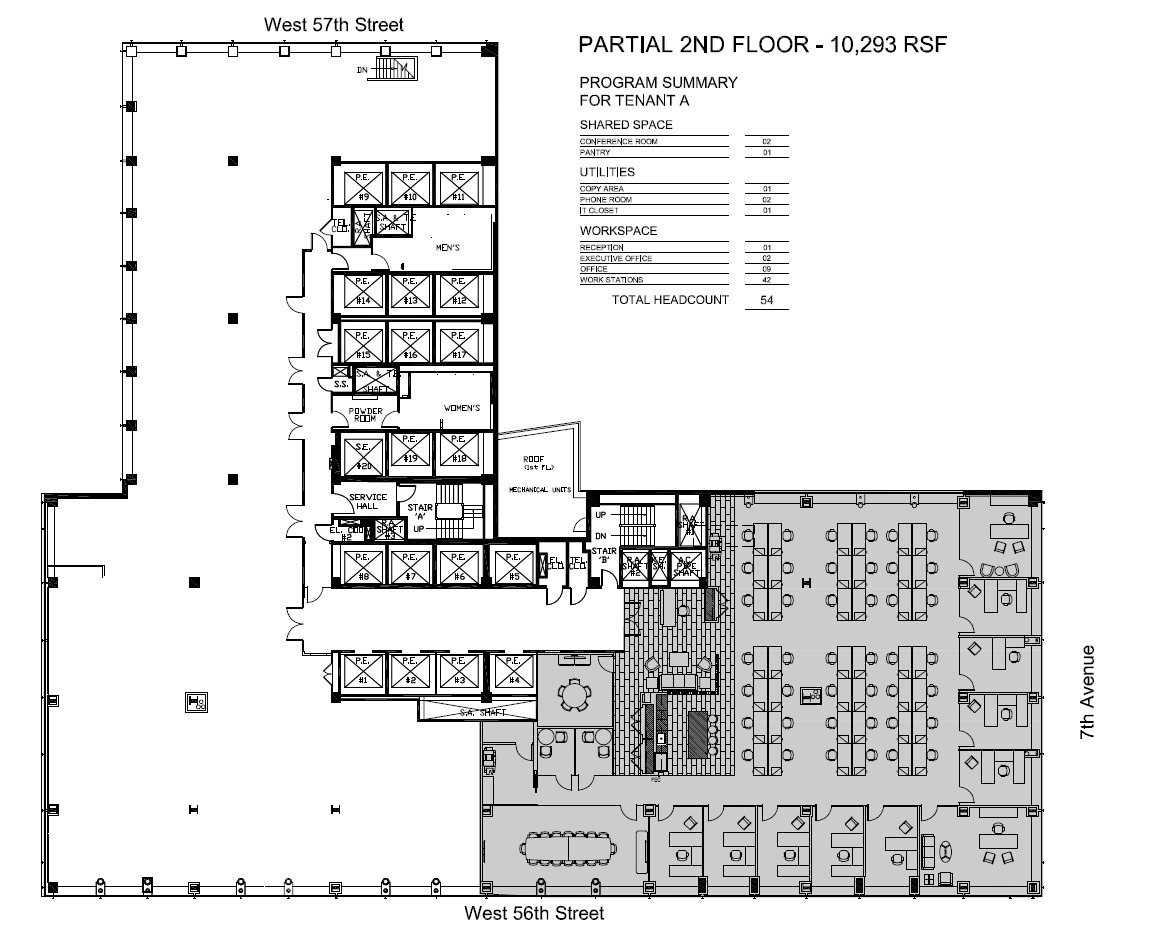 888 7th Ave, New York, NY à louer Plan d’étage- Image 1 de 1