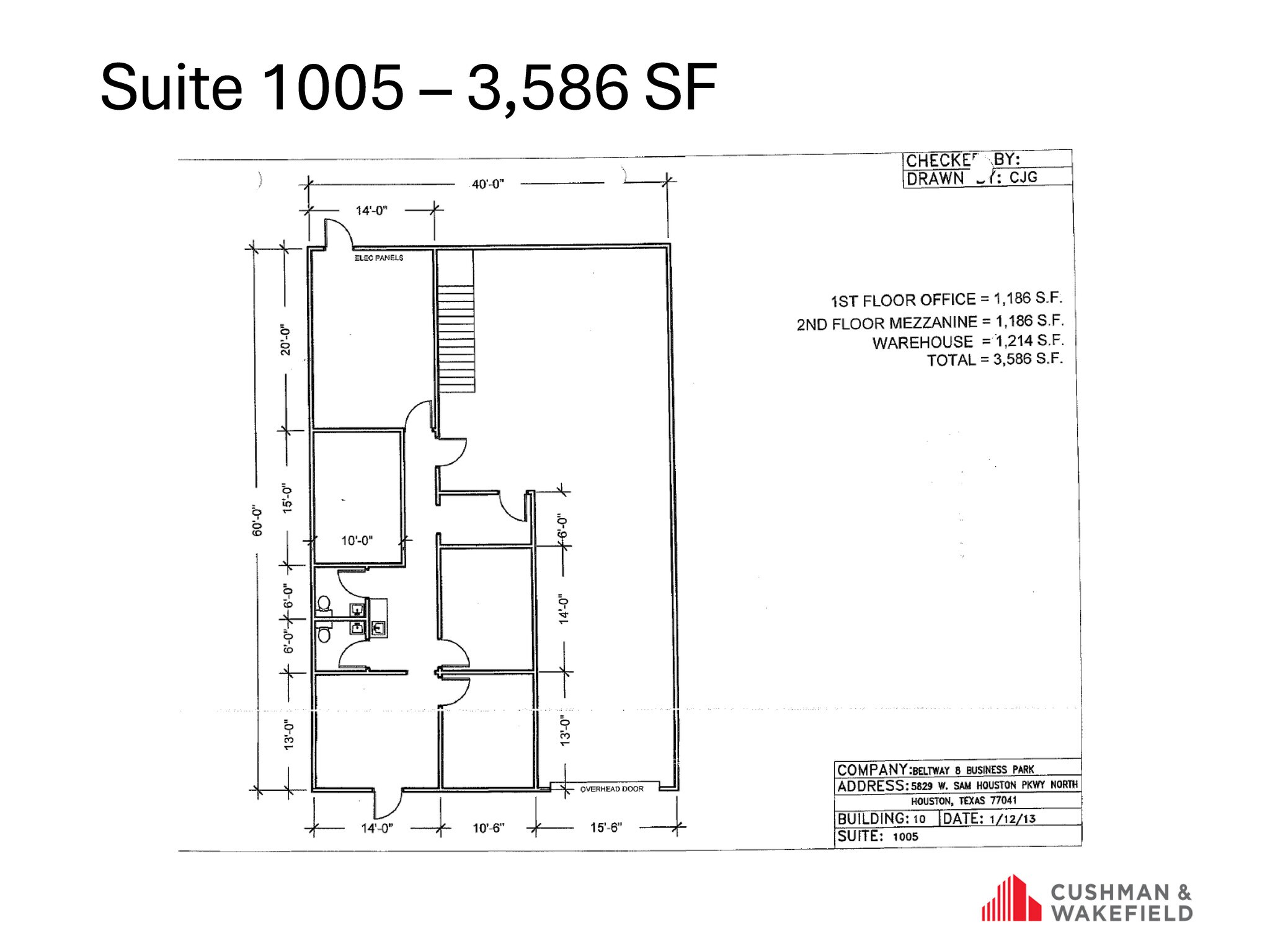 5829 W Sam Houston Pky N, Houston, TX à louer Plan d’étage- Image 1 de 1