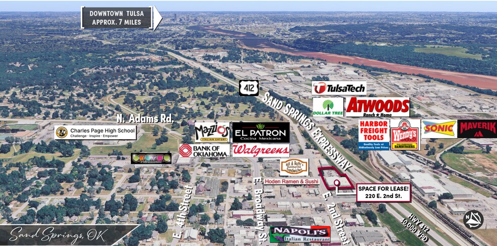 220 E 2nd St, Sand Springs, OK à louer - Aérien - Image 3 de 7
