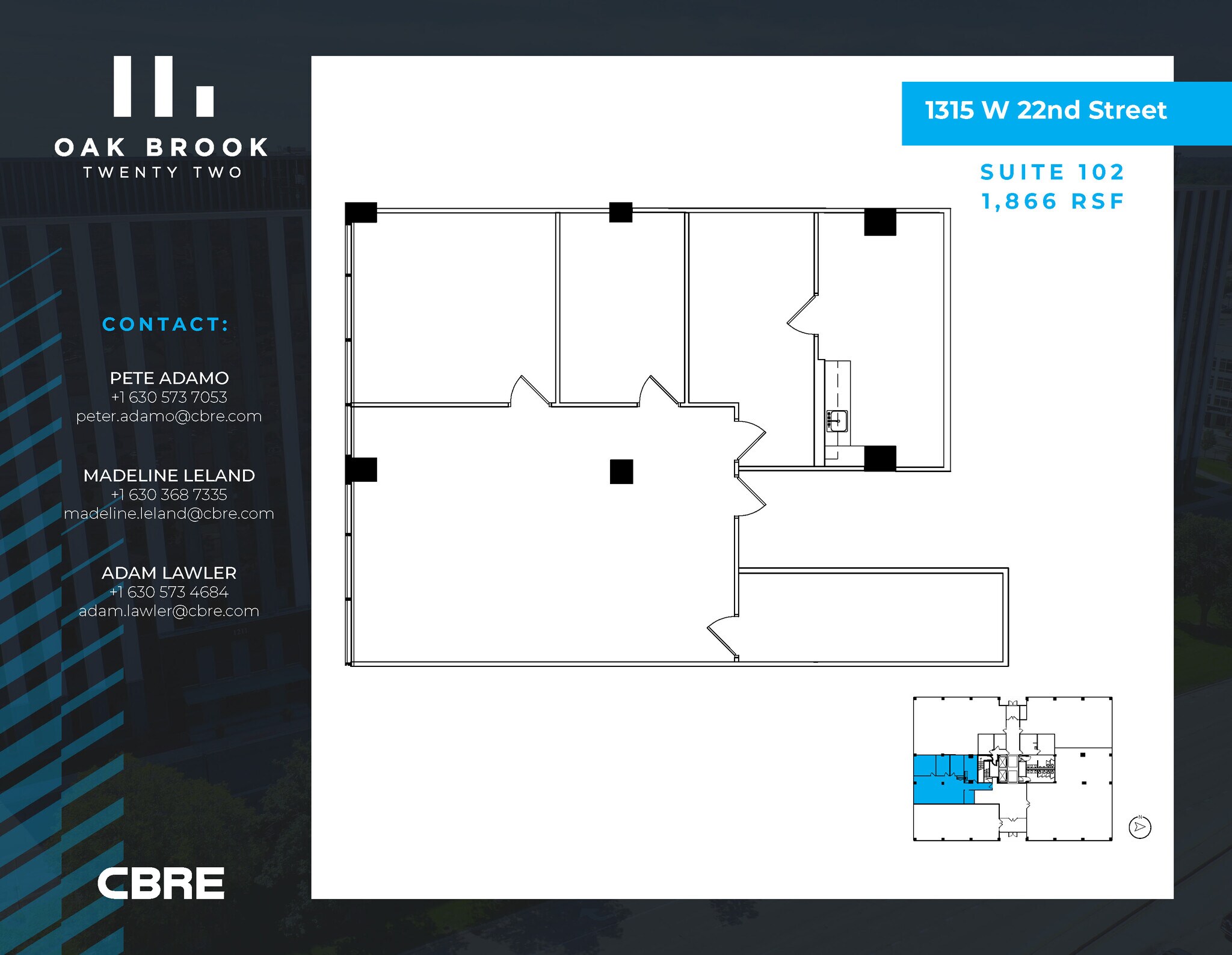 1315 W 22nd St, Oak Brook, IL for lease Floor Plan- Image 1 of 2