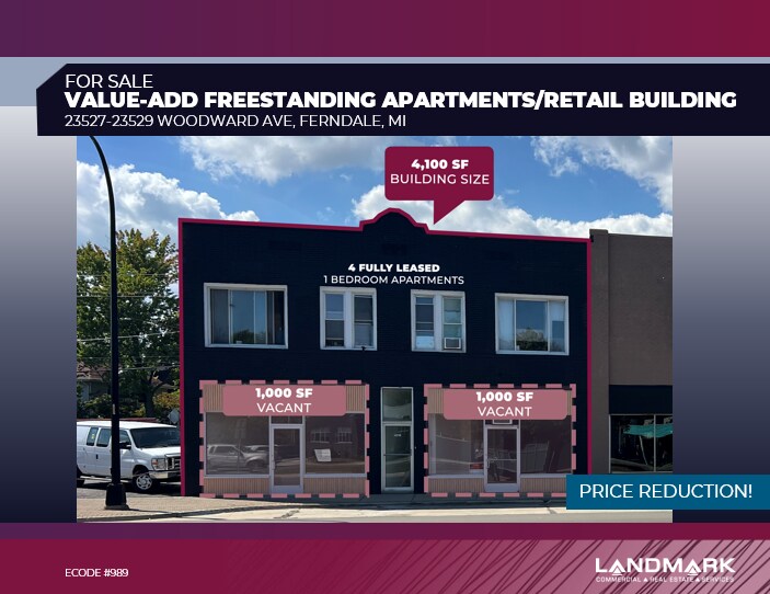 23527-23529 Woodward Ave, Ferndale, MI à vendre - Photo du bâtiment - Image 1 de 3